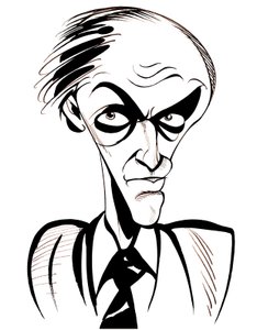 Roald Dahl - black and white caricature